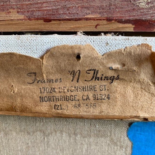 Wood 1970s Island Scene Acrylic Painting on Canvas, Framed For Sale - Image 7 of 8