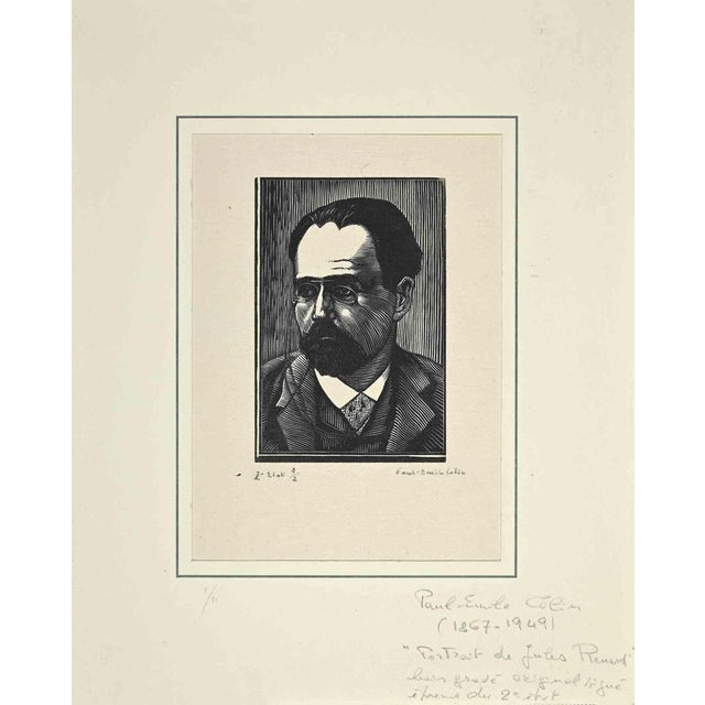 Paul Emile Colin, Portrait de Jules Renard, Woodcut, Early 20th Century For Sale - Image 3 of 3