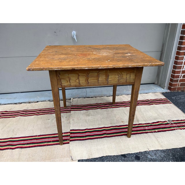 A Antique Pennsylvania Farmhouse Paint Decorated, Tapered Leg Work Table, Circa 1800 For Sale - Image 10 of 12