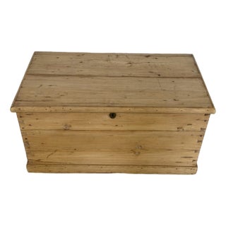 Antique Pine Trunk From England With Key For Sale