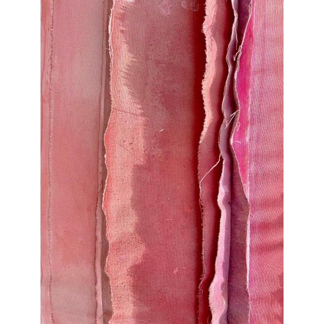 "Good Night Kiss" Salvaged Materials Wall Sculpture Color Field Painting in Shades of Nantucket Red For Sale - Image 11 of 12