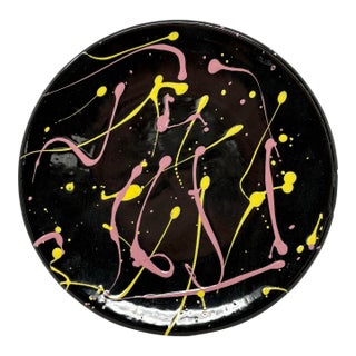 Vintage 1980s Abstract Splatter Ceramic Plate – Postmodern Memphis Style For Sale