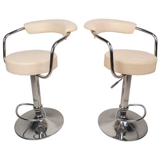 Mid-Century Modern Italian Adjustable Bar Stools -- A Pair | Chairish