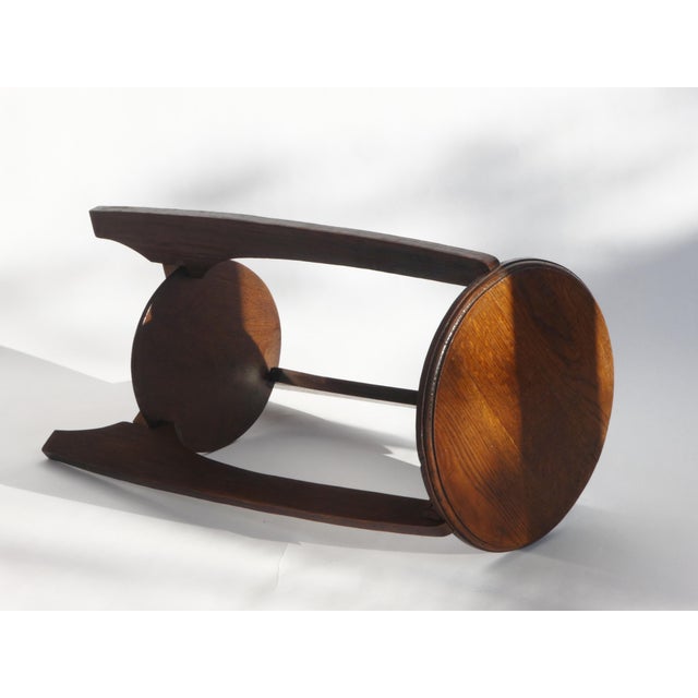 Brown Amsterdam School Oak 2-Tiered Pedestal Plant Stand, 1920s For Sale - Image 8 of 10