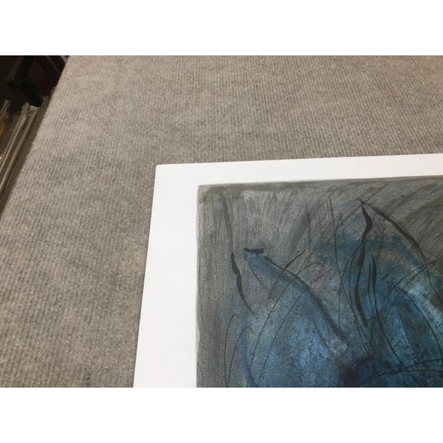 1960s Marc Chagall the Bluebird (L'Oiseau Bleu) 30" X 20" Lithograph 1968 Modernism Gray, Blue, Green Bird, Flowers For Sale - Image 5 of 11