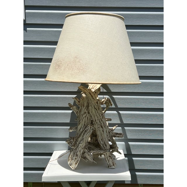 Driftwood Distressed Painted Table Lamp For Sale - Image 9 of 10