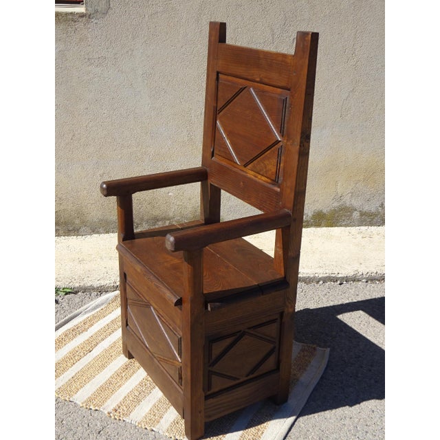 Louis XIII Wooden Chest Armchair For Sale - Image 9 of 13