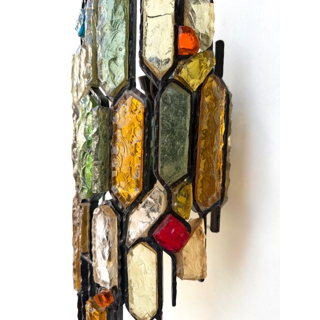 Hammered Glass Wrought Iron Sconces by Longobard, Italy, 1970s, Set of 3 For Sale - Image 14 of 14
