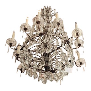 Early 20th Century Italian Crystal and Beaded Chandelier For Sale