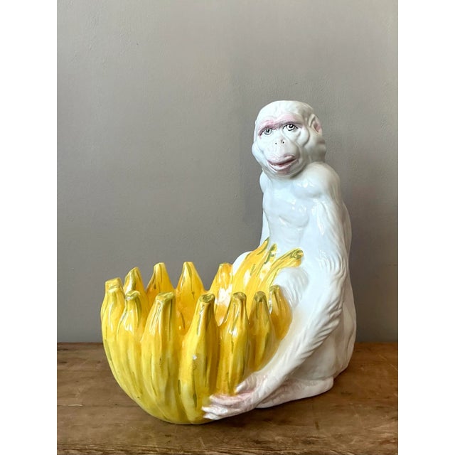 Hollywood Regency Vintage Italian Glazed Ceramic Monkey For Sale - Image 3 of 6