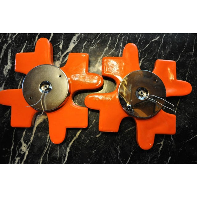 Ceramic Puzzle Sconces in Red Ceramic from Hustadt Leuchten, Germany, 1960s, Set of 2 For Sale - Image 7 of 8