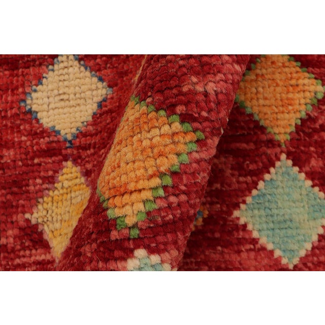 Red Modern Balochi Red/Blue Wool Rug - 3'3''x5'0'' For Sale - Image 8 of 11