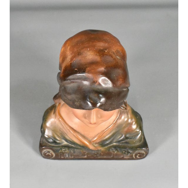 Antique French Bust of Young Girl in Plaster, 1910s For Sale - Image 6 of 16