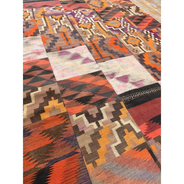 1930s Multi Geometric Antique Turkish Village Traditional Kilim Small Rug For Sale - Image 4 of 6