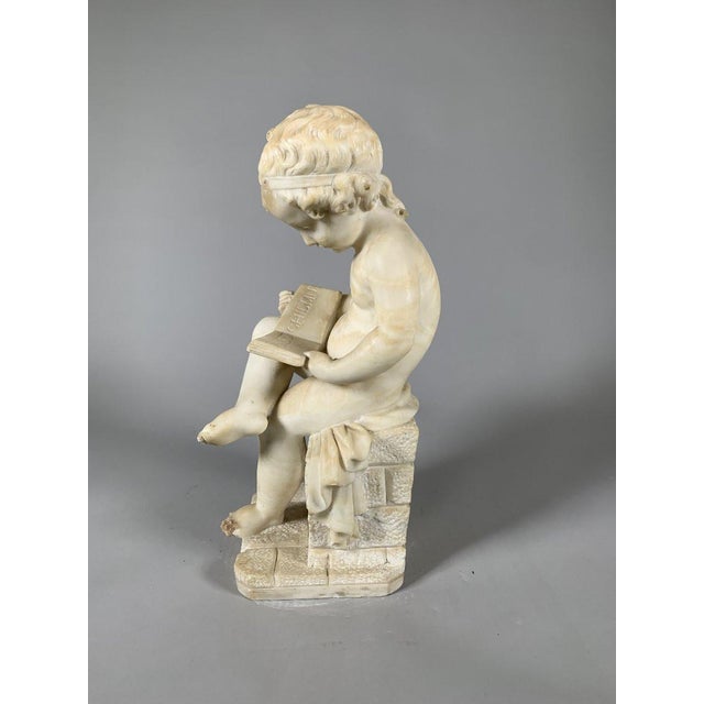 19th Century Marble Sculpture The Reader After Canova For Sale - Image 4 of 11