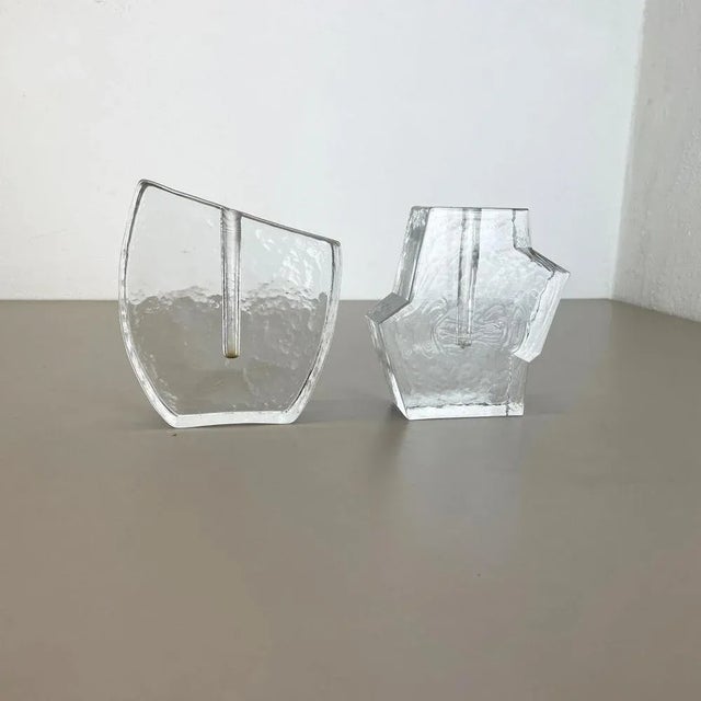 Brutalist German Rock Glass Vases attributed to Peill and Putzler, 1970s, Set of 2 For Sale - Image 4 of 18