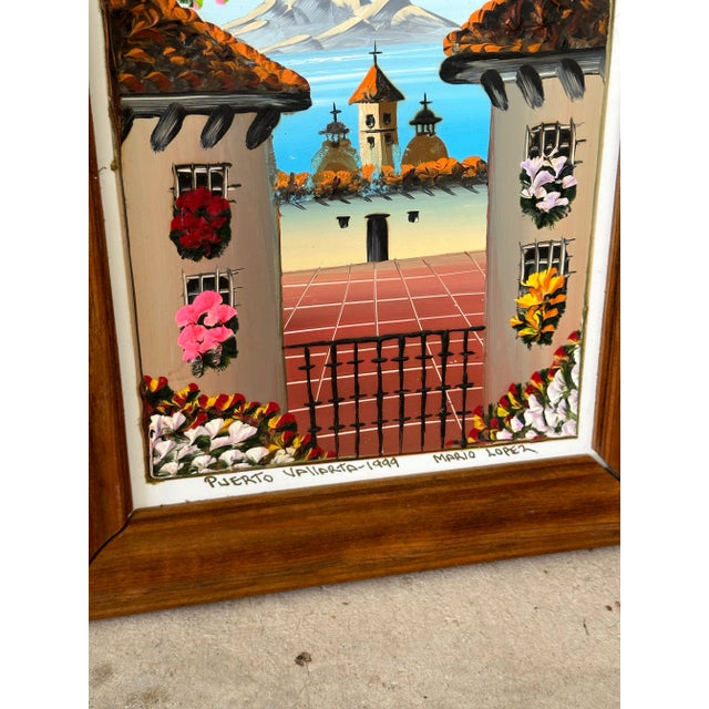 “Puerto Vallarta” Vibrant Landscape Framed Oil Painting by Mario Lopez Torres For Sale - Image 9 of 11