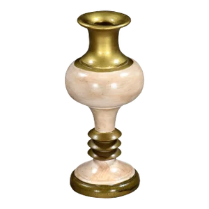 Early 21st Century Transitional White & Gold Wooden Vase