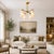 Handcrafted Brass 4-Light Chandelier With Natural Alabaster Shades, Luxury Dining Room Pendant Light For Sale - Image 4 of 7
