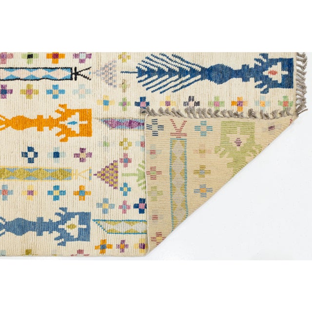 Tribal Modern Moroccan Tribal Abstract Wool Rug - Colorful Geometric Hand-Knotted Art For Sale - Image 3 of 12