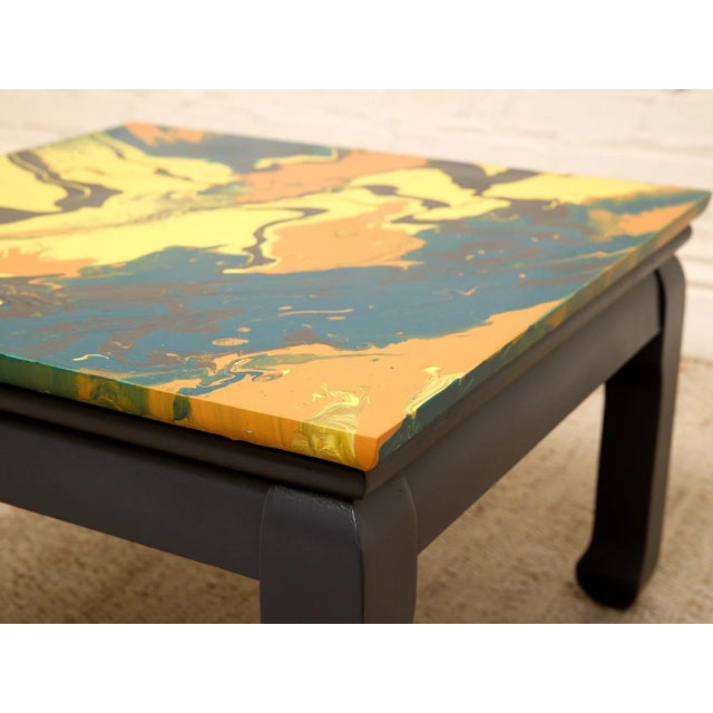 Vintage Marbled Abstract Square Side Table For Sale - Image 9 of 9