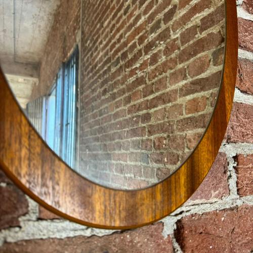 Vintage Oval Teak Mirror – Denmark (1960s)