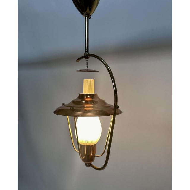 Metal Mid-Century Italian Brass and Copper Hanging Lamp, 1950s For Sale - Image 7 of 17