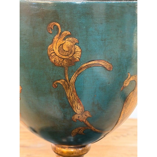 Mid 20th Century Italian Neoclassical Tole Urn Table Lamp Hand Painted Original Parchment Shade For Sale - Image 13 of 18