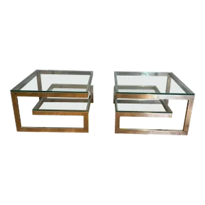 1970s Designer Chrome Side Tables - a Pair