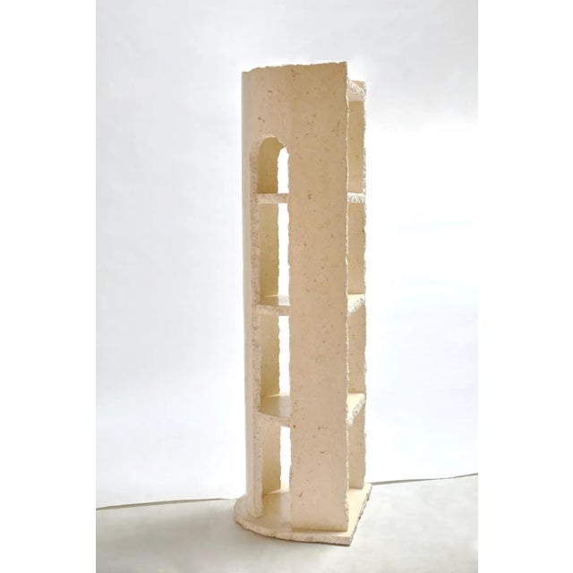 Modern Featured in The 2020 San Francisco Decorator Showcase — 1970s Minimalist Cream Ecru Stone Sculptural Etagere Shelf For Sale - Image 3 of 11