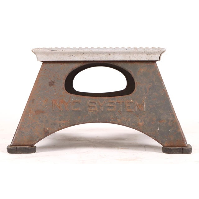 Traditional 1940s Nyc Steel Subway Train Stool For Sale - Image 3 of 8