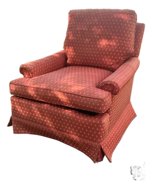 Vtg. Henredon Traditional Skirted Lounge Chair W/Fleur-De-Lis Fabric