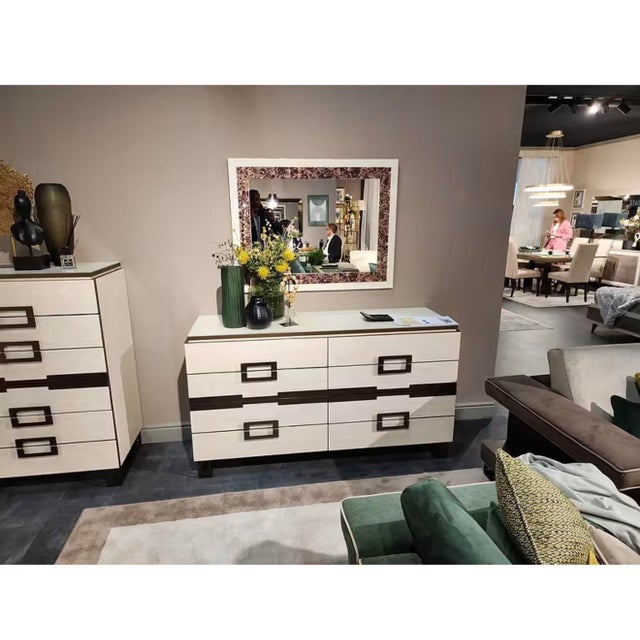 Casa Milano Poesia 5-Piece Italian High Gloss Bedroom Set With Led Bed For Sale In Houston - Image 6 of 10