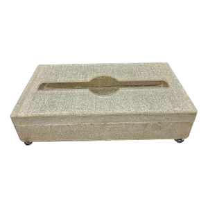 Vintage Art Deco Silver Mesh Hinged Silver Footed Tissue Box Holder Cover 10.5x5