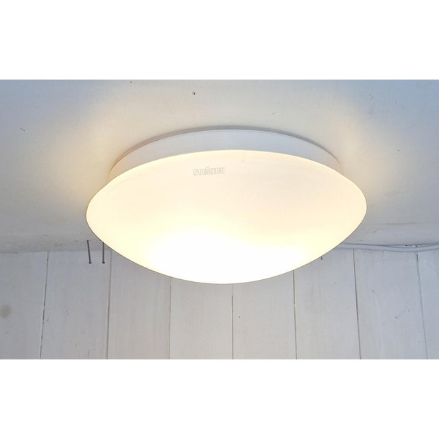 White Flat Vintage Ceiling Lamp with White Opal Glass Shade from Steinel, 1980s For Sale - Image 8 of 8