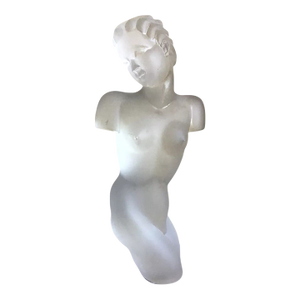 Late 20th Century Eleon Von Rommel Bohemia Art Deco Style Frosted Art Glass Nude Torso Statue