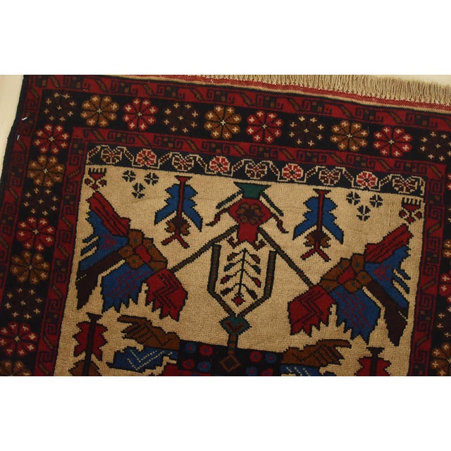 Baloch Rug 2’9” X 4’11” Beige Wool Vintage Tribal Hand-Knotted Oriental Carpet For Sale In Philadelphia - Image 6 of 10