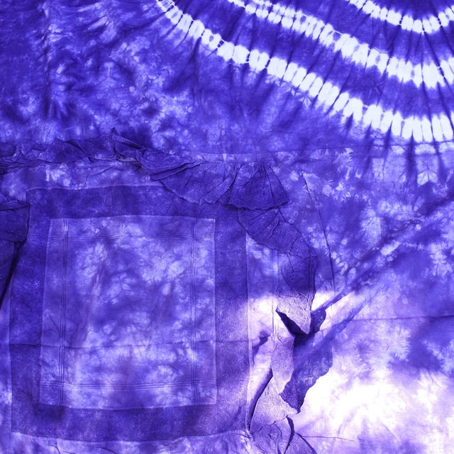 African Early 20th Century Yoruba Tie-Dyed Textile Purple Nigeria 82x81.5 inch For Sale - Image 3 of 7