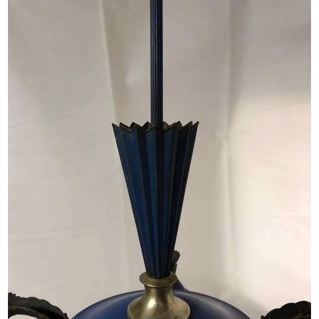 Blue 1910s Blue Chandelier With 5 Frosted Glass Shades - Dagobert Peche For Sale - Image 8 of 12