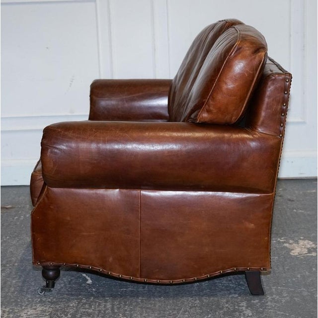 Balmoral Two Seater Brown Heritage Leather Sofa in the style of Halo and Timothy Oulton For Sale - Image 14 of 16
