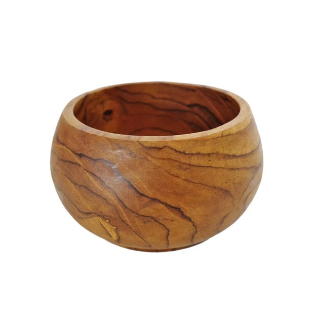 Simple Teak Wood Round Bowl For Sale In Los Angeles - Image 6 of 6