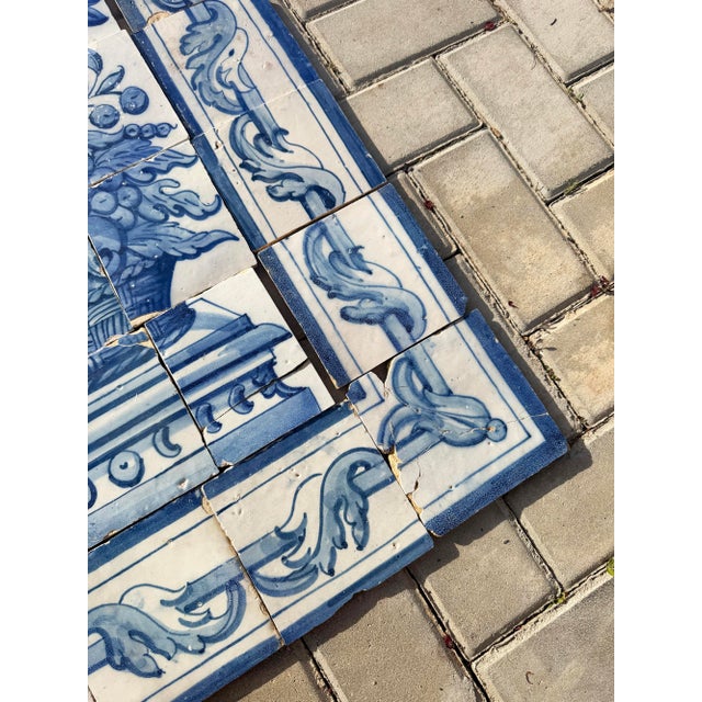 Antique 18th Century Portuguese Blue & White Abundance Basket Tile Panel For Sale - Image 6 of 16