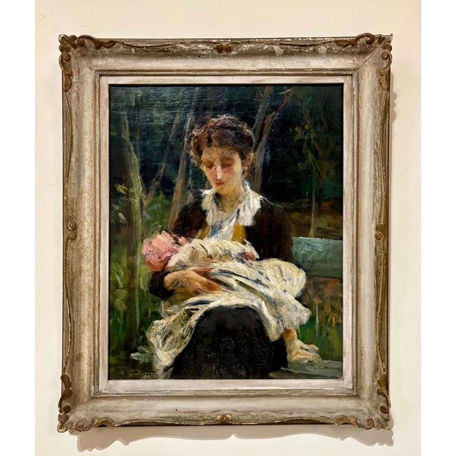 Francesco Galante, The Young Mother, Neapolitan School, Early 20th Century, Oil on Canvas For Sale - Image 8 of 11