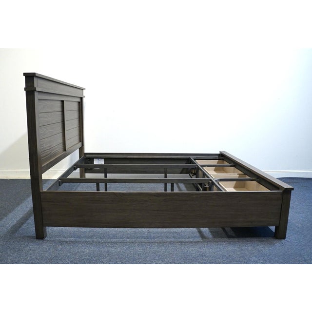Wood A-America Glacier Point Collection Solid New Zealand Pine King Size Bed W. Storage Footboard - Greystone Finish For Sale - Image 7 of 10
