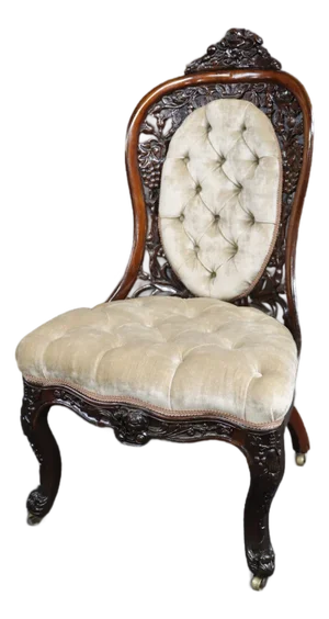 Henry Belter Attributed Carved Victorian Rococo Revival Slipper Chair