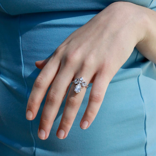 Not Yet Made - Made To Order Kai Heirloom Reviva Imperial Crown Pear Diamond Ring – 3.18ct in 14k Gold (All Sizes Available) For Sale - Image 5 of 8