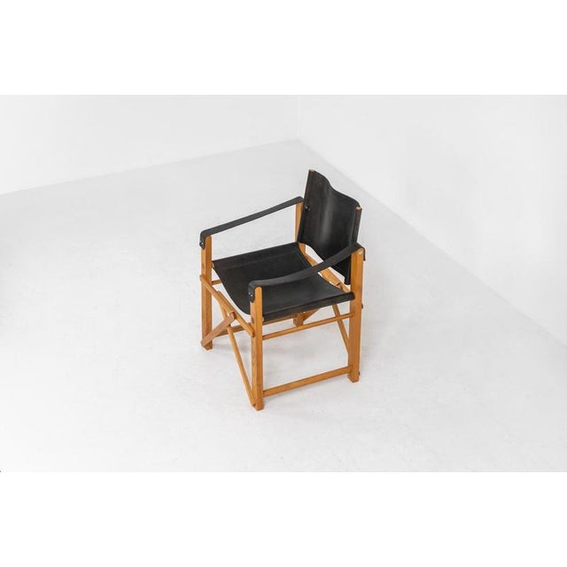 Oak & Leather Safari Chair For Sale - Image 4 of 10