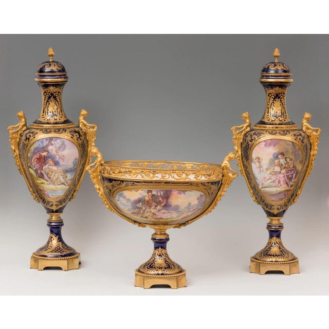 Sevres Porcelain Vessels, 19th Century, Set of 3 For Sale - Image 3 of 9