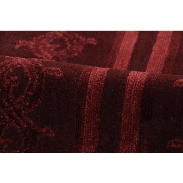 Rug & Kilim’s Modern Nepalese Gallery Runner With Geometric Pattern in Red Hues For Sale In New York - Image 6 of 6