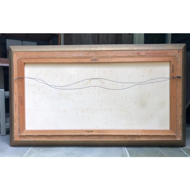 Textile Mid Century Cityscape Painting New Work City Signed Large Wall Art For Sale - Image 7 of 8